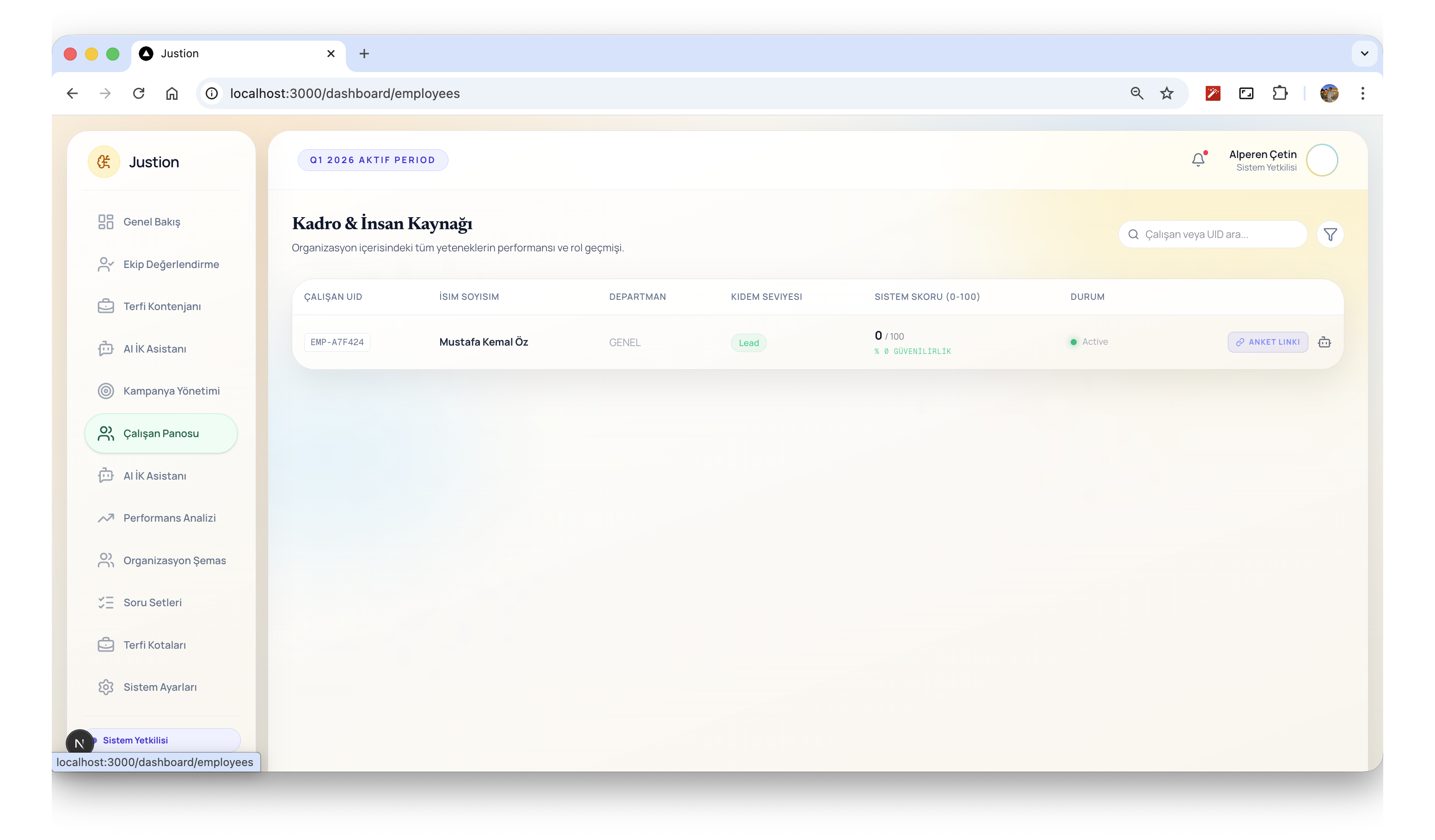 Justion Platform Görünümü